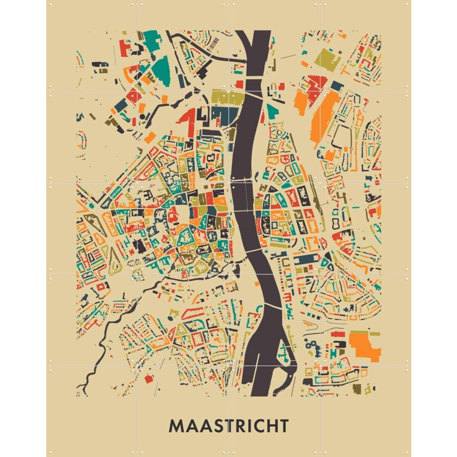 IXXI Maastricht Mosaic Map, Kunst in Kaart - 80 x 100 cm - Gratis ophangtool - Grote wanddecoratie en posters - Illustraties, Geometrische Kunst afbeelding 1