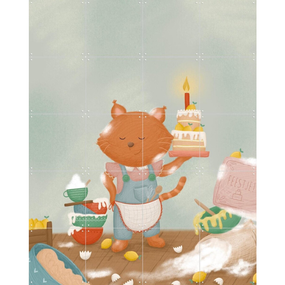 IXXI Cake Baker, Studio Phie - 80 x 100 cm - Gratis ophangtool - Grote wanddecoratie en posters - Cartoonesk, Speels, Illustraties, Kleurrijk afbeelding 1