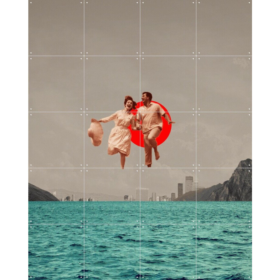 IXXI Don't look back, Frank Moth - 80 x 100 cm - Gratis ophangtool - Grote wanddecoratie en posters - Digitale Kunst, Vintage, Speels, Surrealisme afbeelding 1