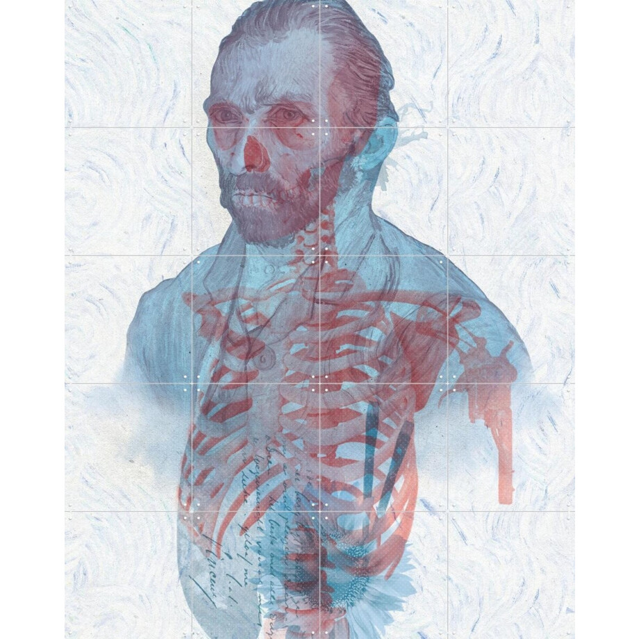 IXXI Skeleton Vincent, Bianca Lancee & Van Gogh 21st Century - 80 x 100 cm - Gratis ophangtool - Grote wanddecoratie en posters - Abstract, Grafisch afbeelding 1