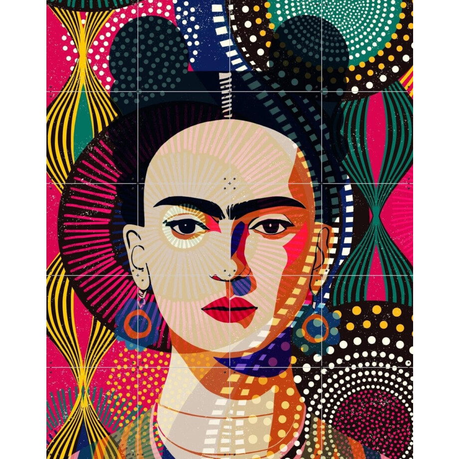 IXXI Frida in Layers of Colors, Marja van den Hurk - 80 x 100 cm - Gratis ophangtool - Grote wanddecoratie en posters - Digitale Kunst, Pop art afbeelding 1