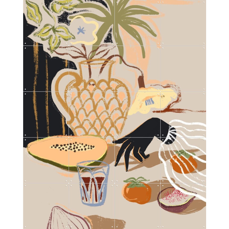 IXXI Fruitful Spread, Arty Guava - 80 x 100 cm - Gratis ophangtool - Grote wanddecoratie en posters - Kleurrijk, Illustraties, Eten & Drinken afbeelding 1