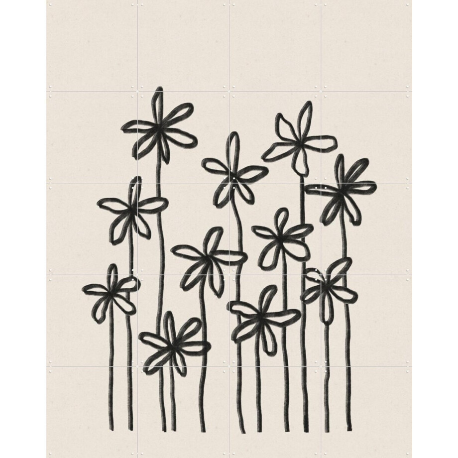 IXXI A Field Of Flowers, Alisa Galitsyna & Various - 80 x 100 cm - Gratis ophangtool - Grote wanddecoratie en posters - Illustraties, Minimalistisch afbeelding 1