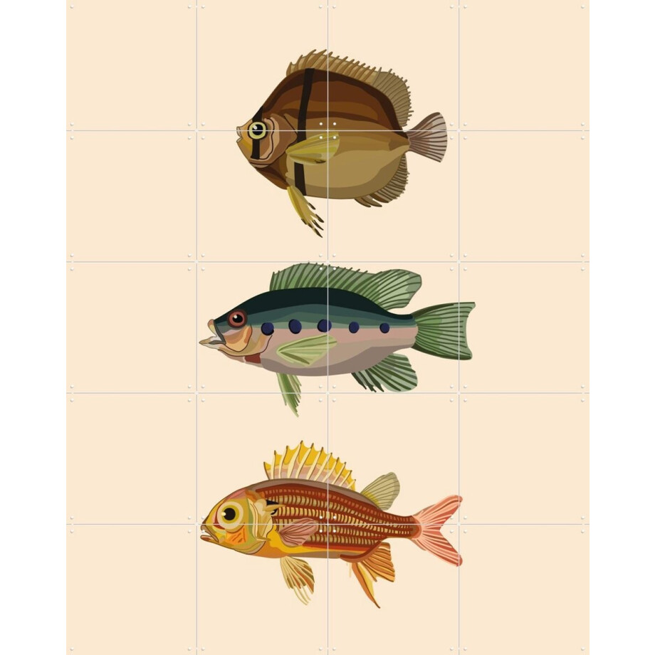 IXXI Tre Pesci, Lotte Snoek - 80 x 100 cm - Gratis ophangtool - Grote wanddecoratie en posters - Digitale Kunst, Illustraties, Grafisch Ontwerp afbeelding 1
