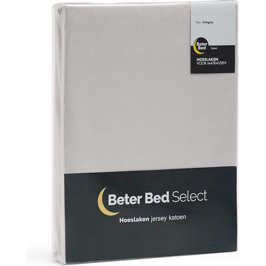 Beter Bed Select Jersey Hoeslaken - 70/80/90 x 200/210/220 cm - 100% Katoen - Matrasbeschermer - Matrashoes - Lichtgrijs Beter Bed Select Jersey Hoeslaken - 70/80/90 x 200/210/220 cm - 100% Katoen - Matrasbeschermer - Matrashoes - Lichtgrijs afbeelding 1
