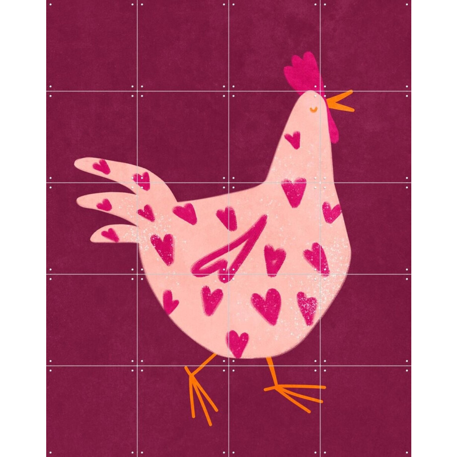 IXXI Heart Chicken, Raissa Oltmanns - 80 x 100 cm - Gratis ophangtool - Grote wanddecoratie en posters Kinderkamer, Dieren, Kinderen afbeelding 1