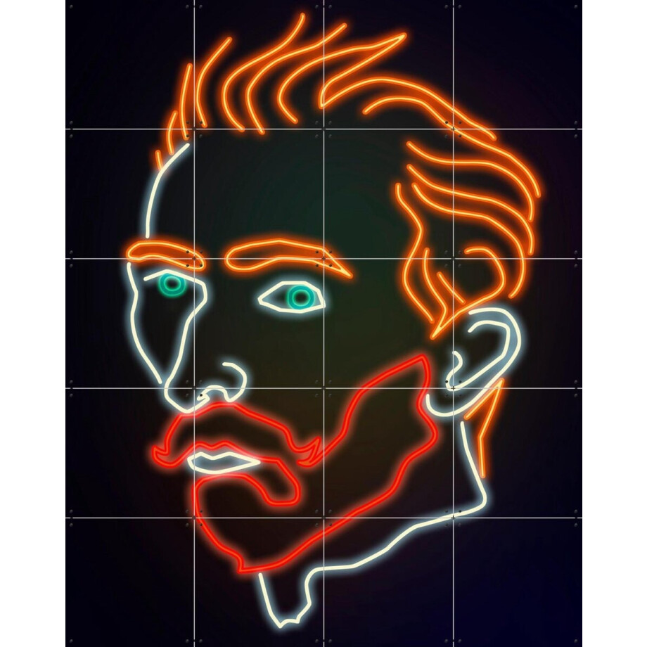 IXXI Neon Vincent, Angelo Cerantola & Van Gogh 21st Century - 80 x 100 cm - Gratis ophangtool - Grote wanddecoratie en posters - Pop art, Line art afbeelding 1