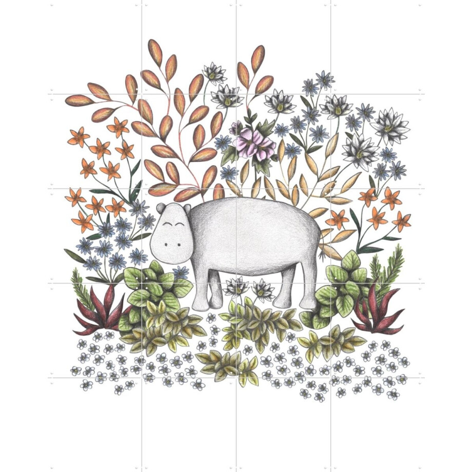 IXXI Safari Hippo, Cecilia Battaini - 80 x 100 cm - Gratis ophangtool - Grote wanddecoratie en posters - Fantasierijk, Illustraties, Speels IXXI Safari Hippo, Cecilia Battaini - 80 x 100 cm - Gratis ophangtool - Grote wanddecoratie en posters - Fantasierijk, Illustraties, Speels afbeelding 1