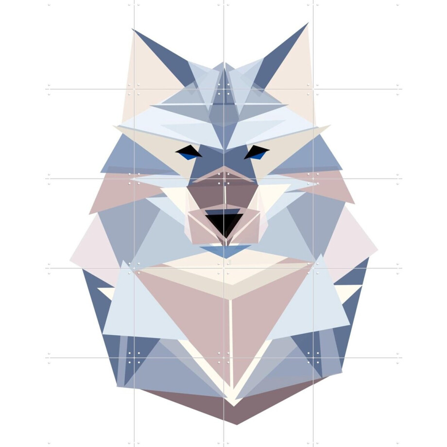 IXXI Polygon Wolf, BAINAI - 80 x 100 cm - Gratis ophangtool - Grote wanddecoratie en posters - Geometrische Kunst, Grafisch Ontwerp, Digitale Kunst afbeelding 1