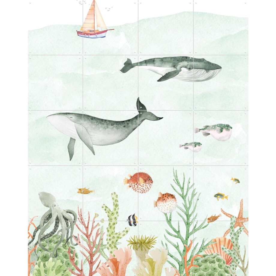 IXXI Sealife, Creative Lab Amsterdam - 80 x 100 cm - Gratis ophangtool - Grote wanddecoratie en posters - Illustraties, Grafisch Ontwerp, Speels afbeelding 1