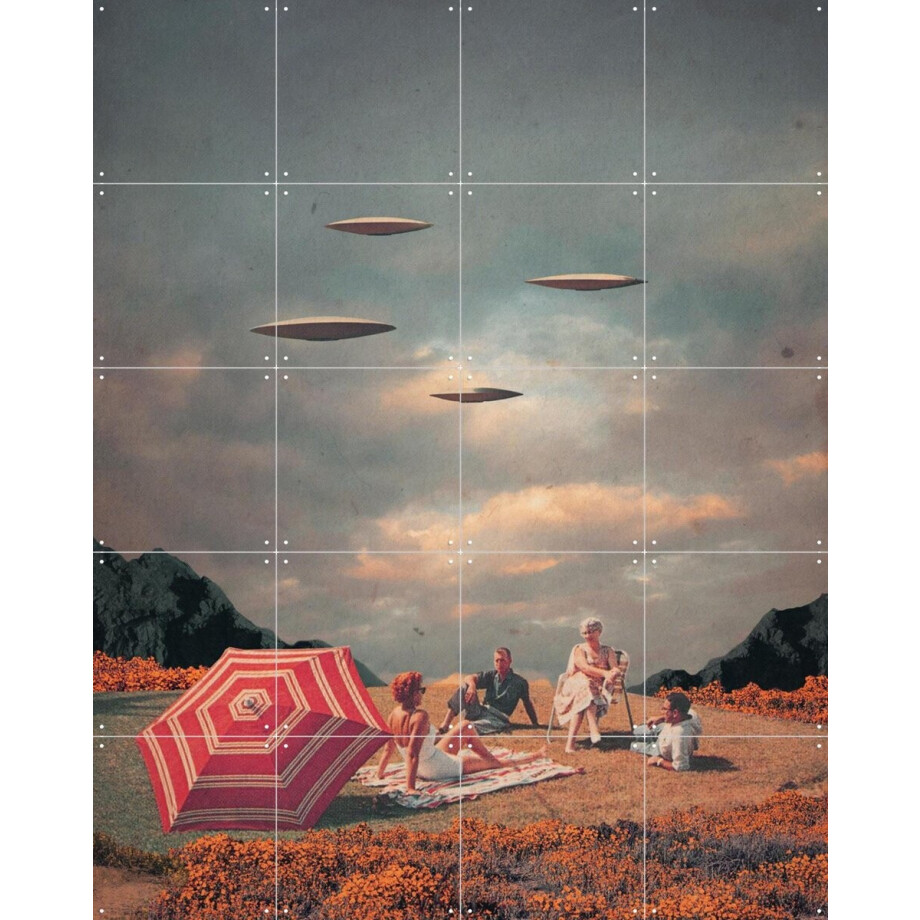 IXXI Pretending they never came, Frank Moth - 80 x 100 cm - Gratis ophangtool - Grote wanddecoratie en posters - Collage, Surrealisme, Vintage afbeelding 1