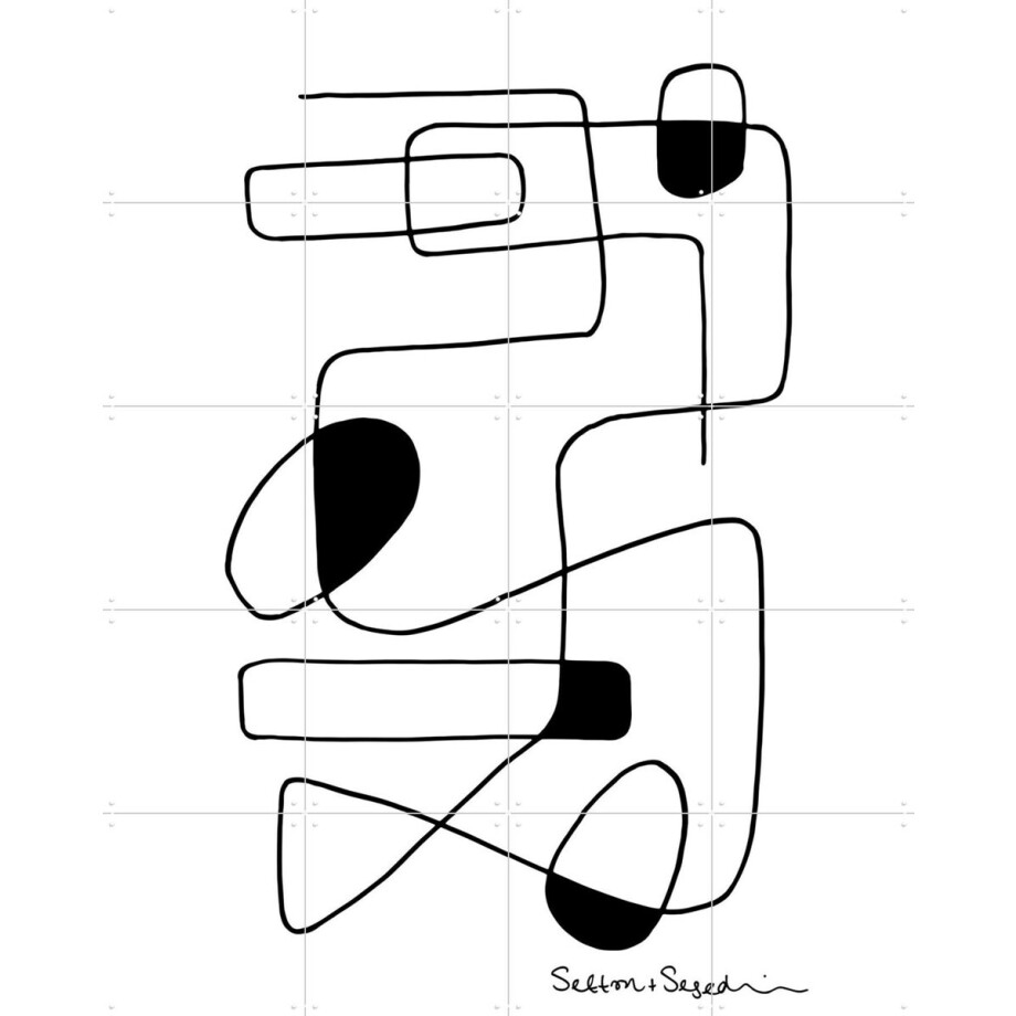 IXXI Linework white, Sefton & Segedin - 80 x 100 cm - Gratis ophangtool - Grote wanddecoratie en posters - Line art, Illustraties, Grafisch Ontwerp afbeelding 1