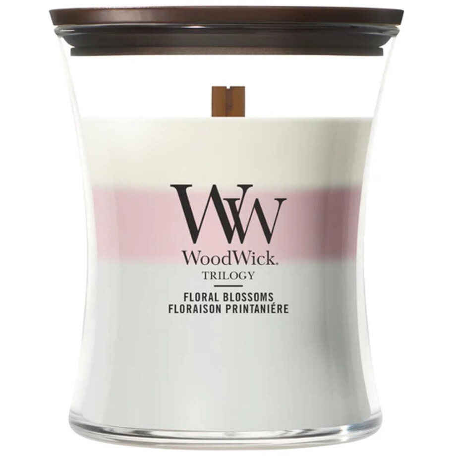 WoodWick Hourglass - Trilogy Floral Blossoms - Medium Geurkaars - 60 branduren afbeelding 1