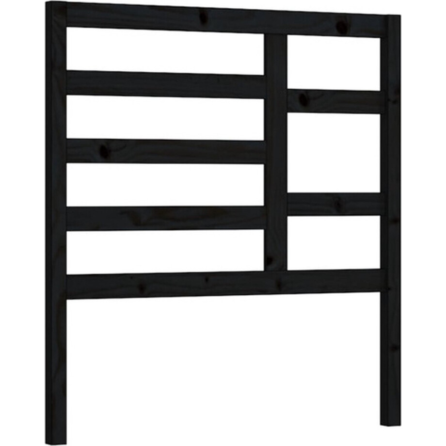 vidaXL - Hoofdbord - 96x4x104 - cm - massief - grenenhout - zwart afbeelding 1