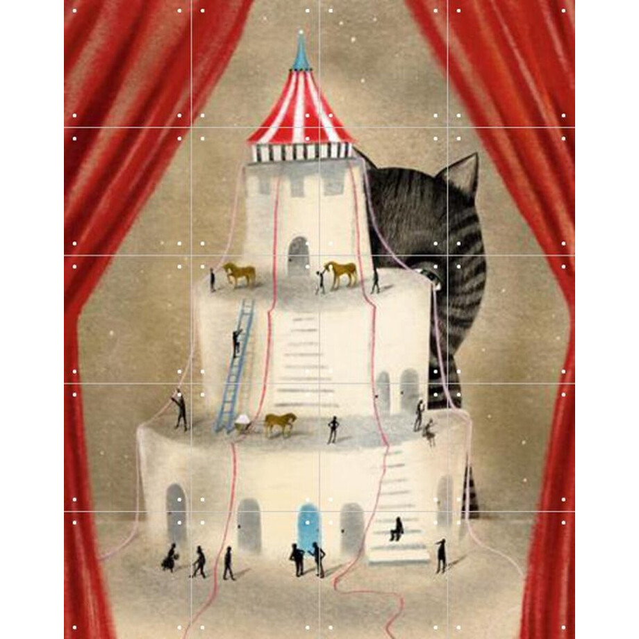 IXXI Let the Show begin, Jeska Verstegen - 80 x 100 cm - Gratis ophangtool - Grote wanddecoratie en posters - Speels, Kleurrijk, Illustraties afbeelding 1