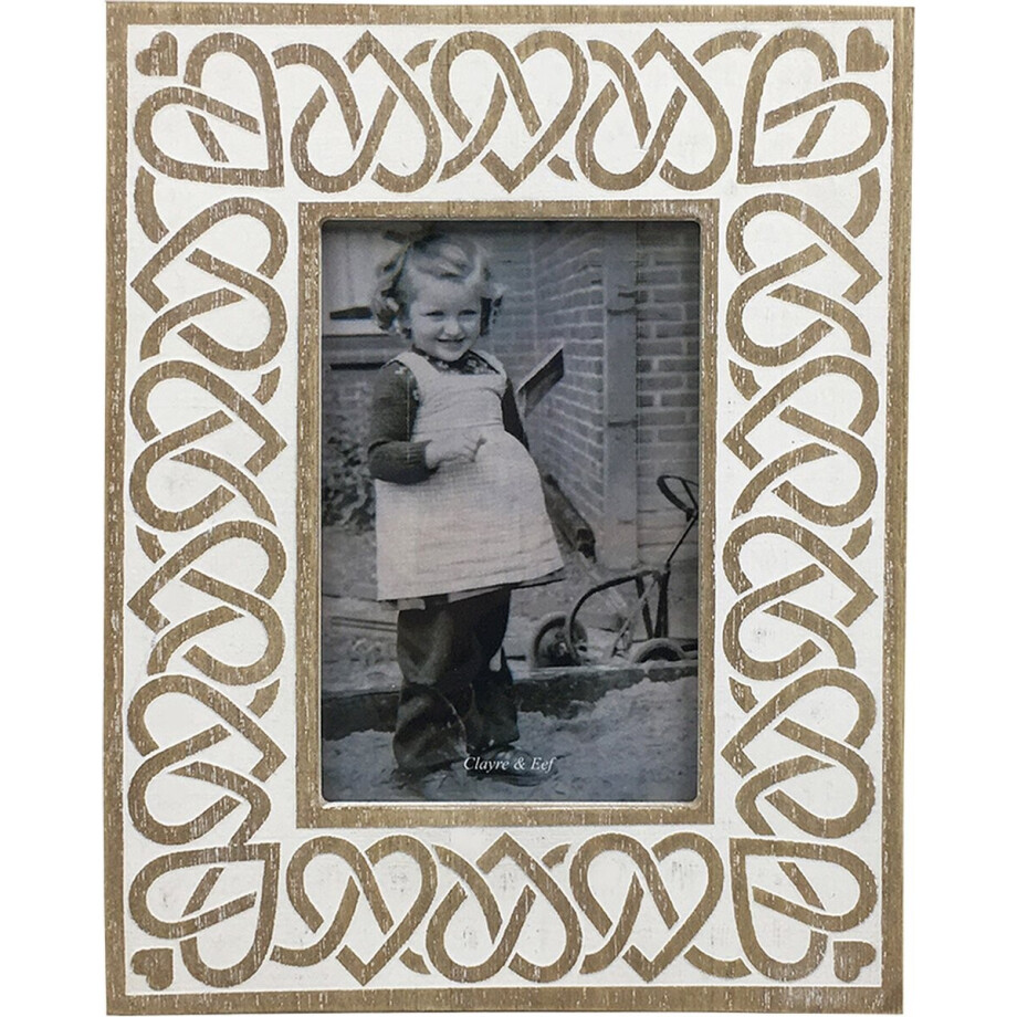 Clayre & Eef Fotolijst 10x15 cm Wit Beige Hout afbeelding 1