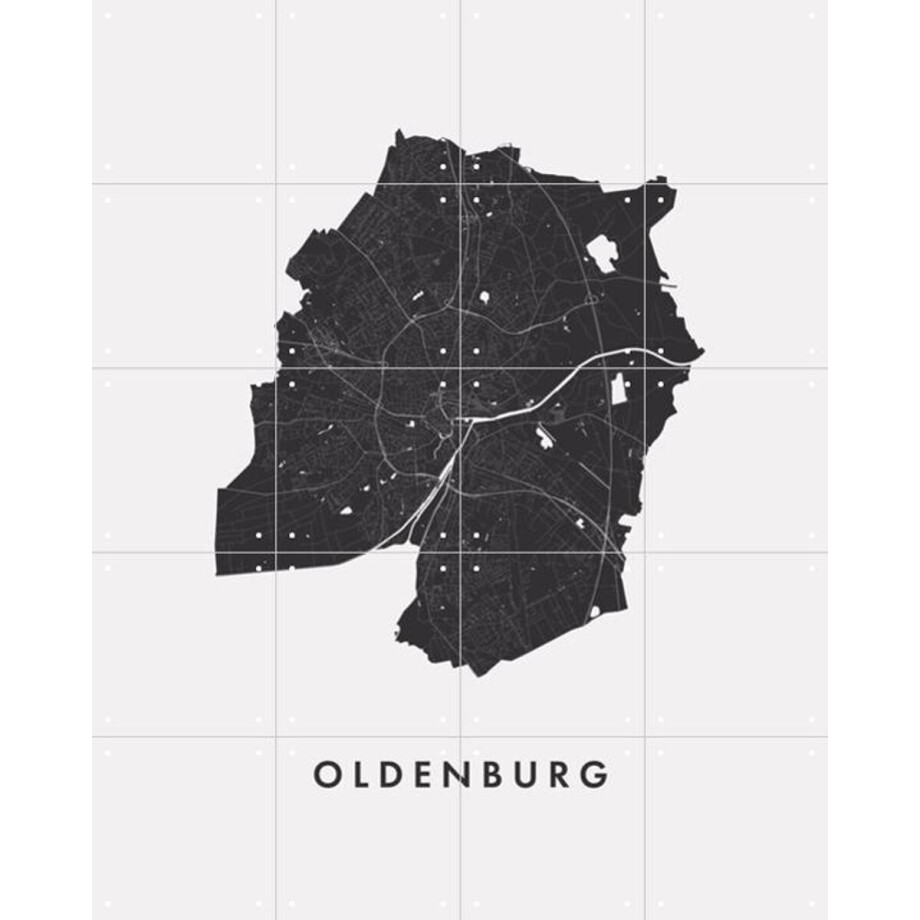 IXXI Oldenburg City Map, Kunst in Kaart - 80 x 100 cm - Gratis ophangtool - Grote wanddecoratie en posters - Grafisch Ontwerp, Minimalistisch afbeelding 1