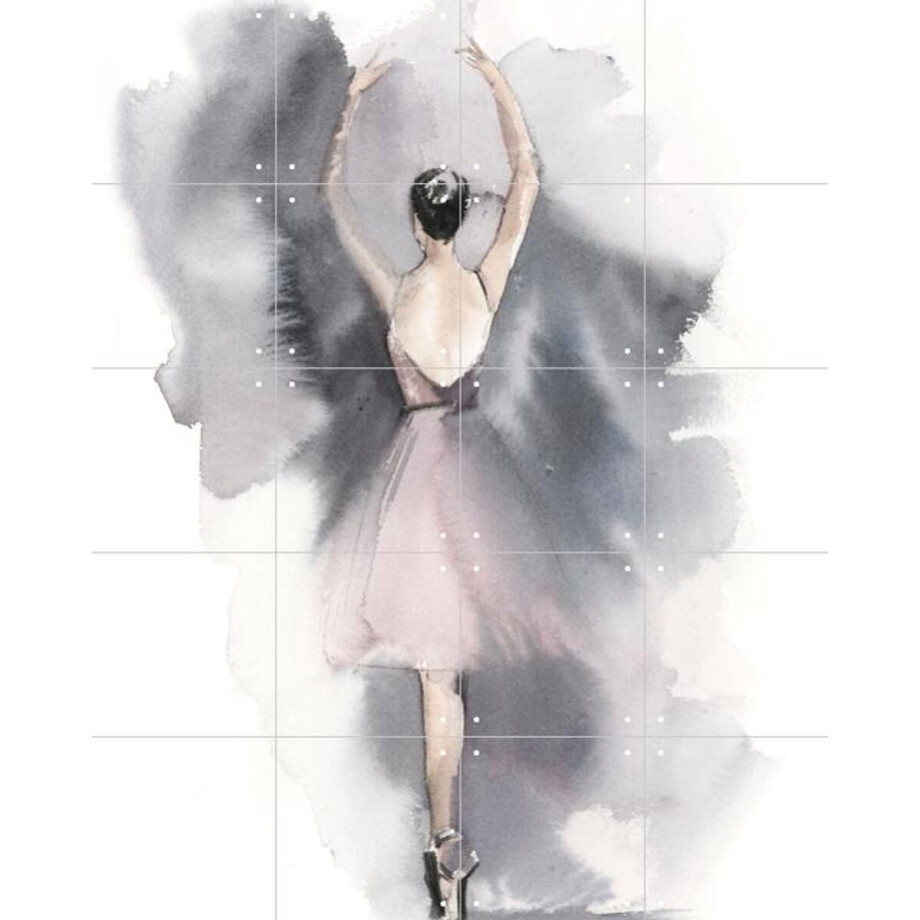 IXXI Ballerina Purple 3, Canot Stop Painting - 80 x 100 cm - Gratis ophangtool - Grote wanddecoratie en posters - Illustraties, Aquarel, Woonkamer afbeelding 1