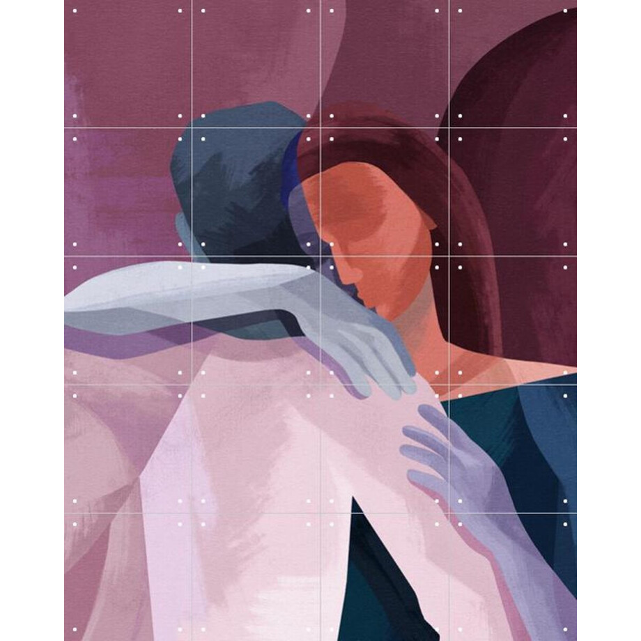 IXXI In This Together, Goed Blauw - 80 x 100 cm - Gratis ophangtool - Grote wanddecoratie en posters - Illustraties, Abstract, Slaapkamer, Woonkamer afbeelding 1