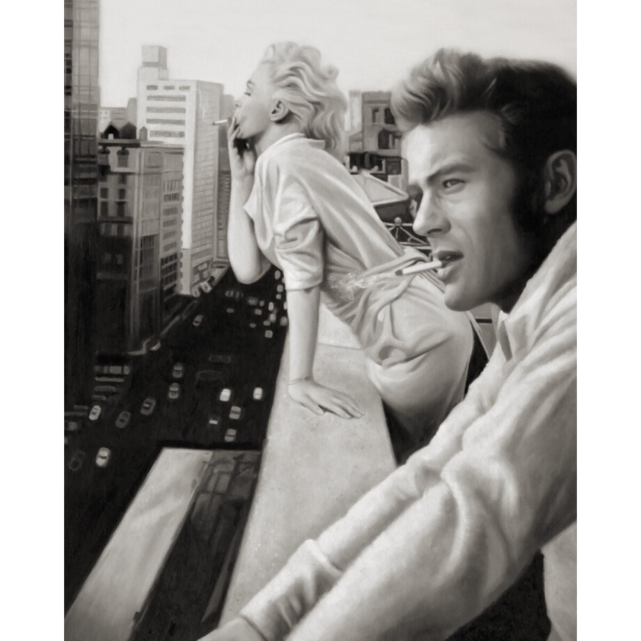 Marilyn & James- Kristal Helder Galerie kwaliteit Plexiglas 5mm.- Blind Aluminium Ophang-frame- Fotokunst- luxe wanddecoratie- Akoestisch en UV Werend- inclusief verzending afbeelding 1