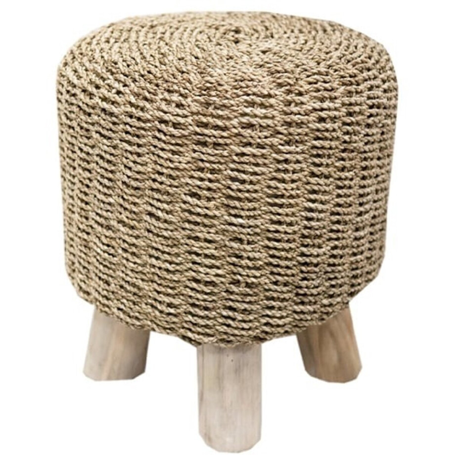 Sfeervol Krukje van Zeegras - Kruk met Houten Poten Ø 40 cm Sfeervol Krukje van Zeegras - Kruk met Houten Poten Ø 40 cm afbeelding 1