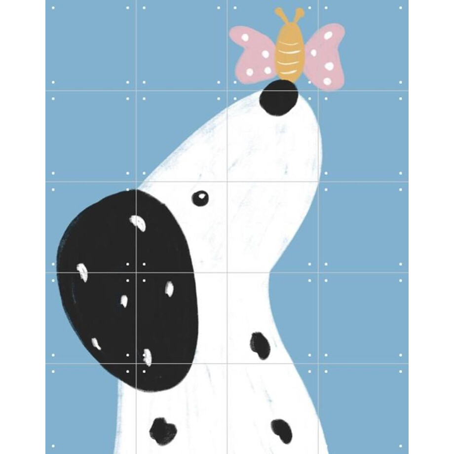 IXXI Dalmatian with a Butterfly, BAINAI - 80 x 100 cm - Gratis ophangtool - Grote wanddecoratie en posters - Illustraties, Cartoonesk, Fantasierijk afbeelding 1