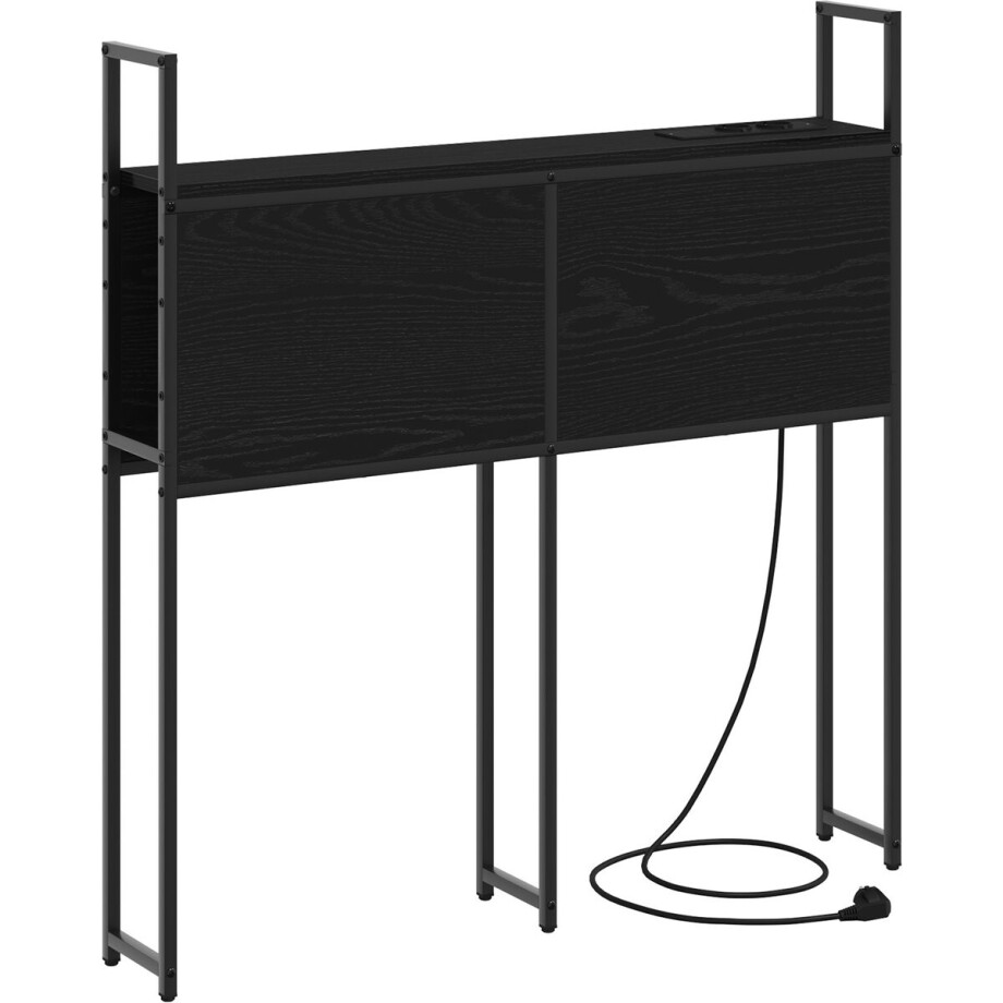 vidaXL - Opslage - hoofdbord - met - oplaadstation - Zwart - eiken - Bewerkt - hout afbeelding 1
