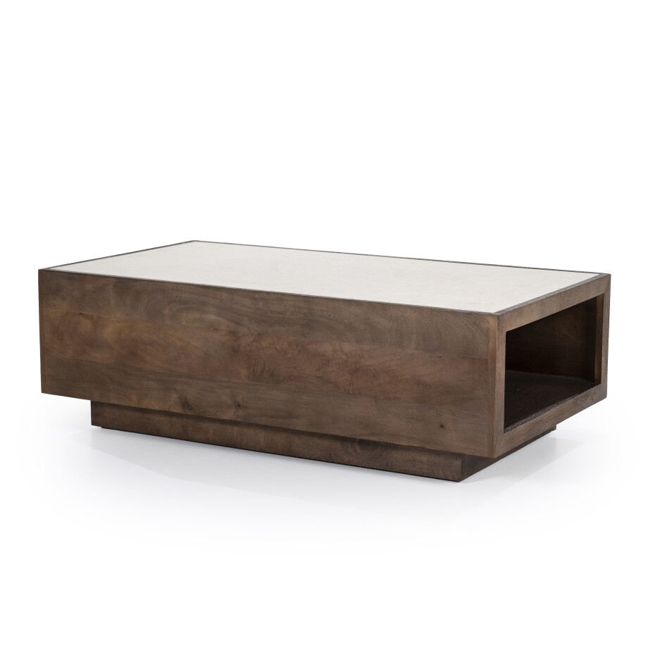 Eleonora Salontafel 'Hazel' Mangohout en marmer, 110 x 60cm afbeelding 1