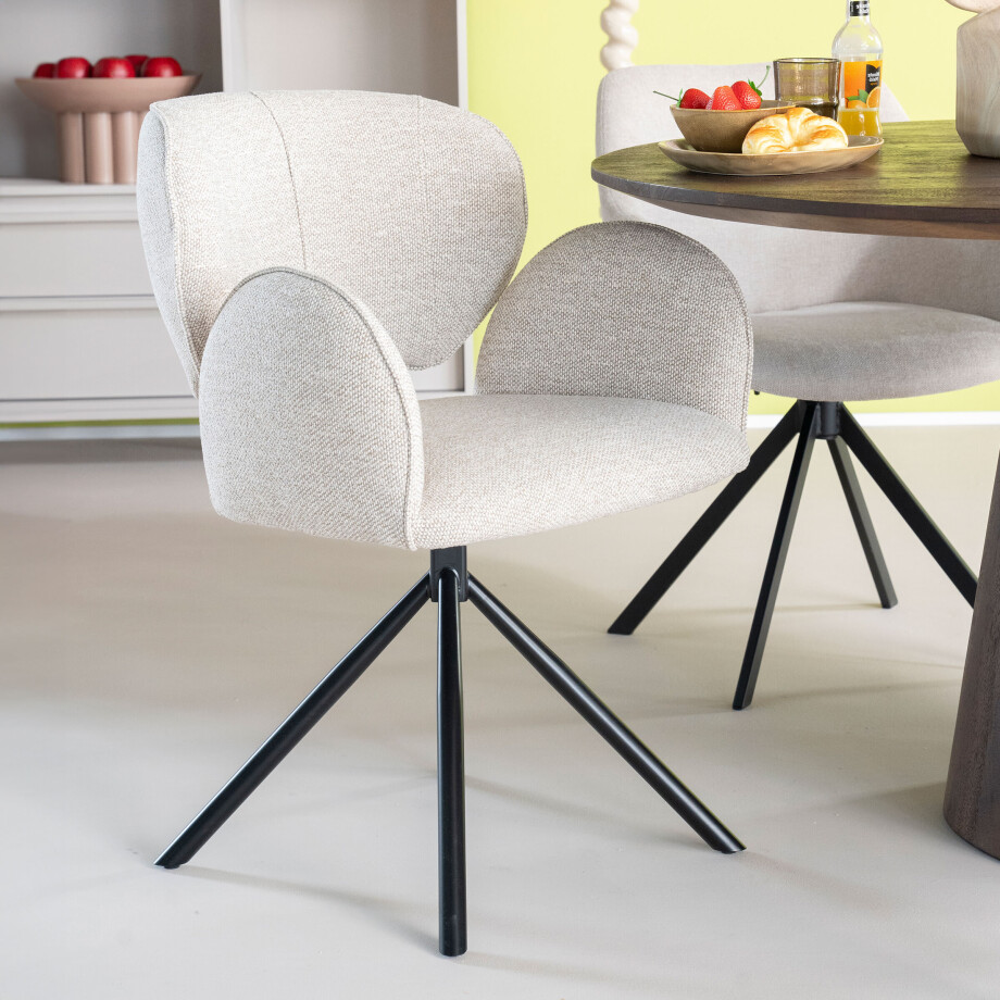Eleonora Eetkamerstoel 'Rosalin' kleur Beige afbeelding 1
