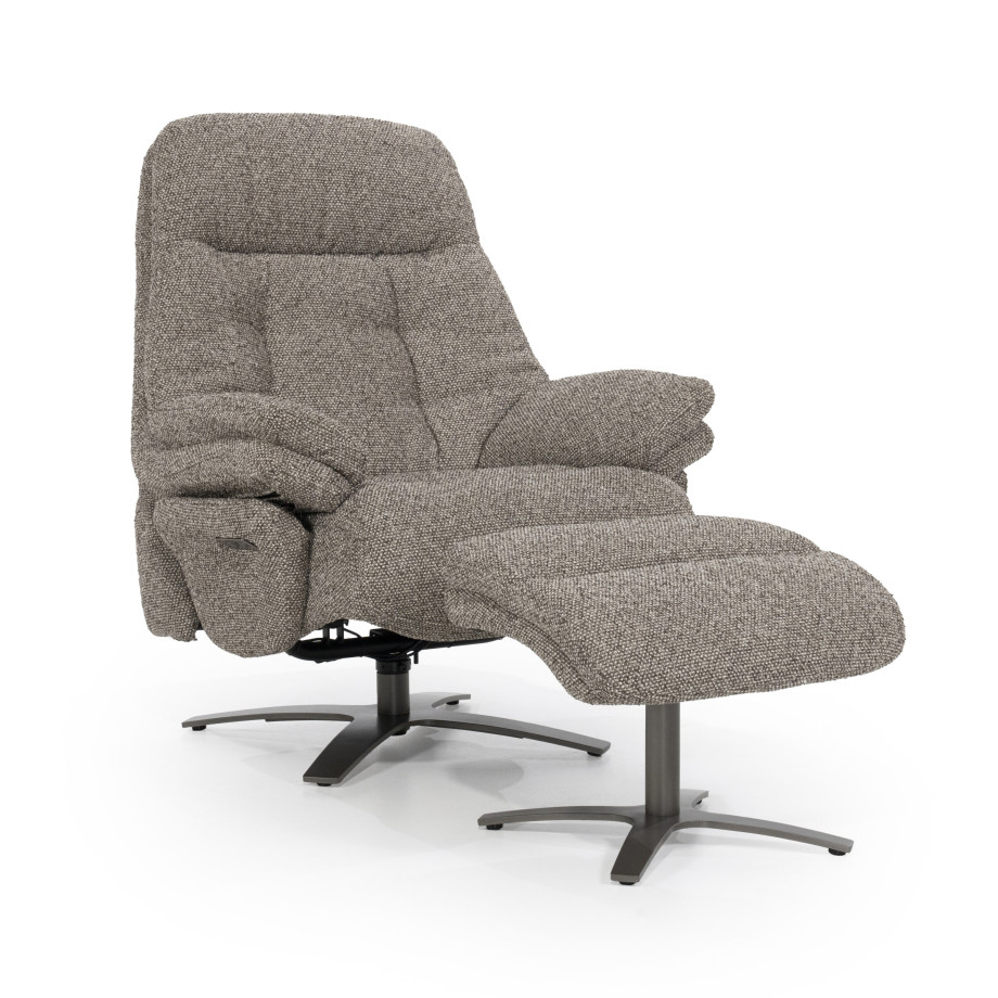 Eleonora Verstelbare Fauteuil 'Caleb' Met voetenbank, kleur Taupe afbeelding 1