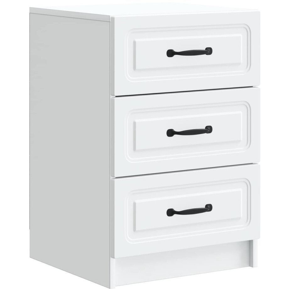 vidaXL - Nachtkastje - met - lade - Wit - 43 - x - 41 - x - 63,5 - cm - Bewerkt - hout afbeelding 1
