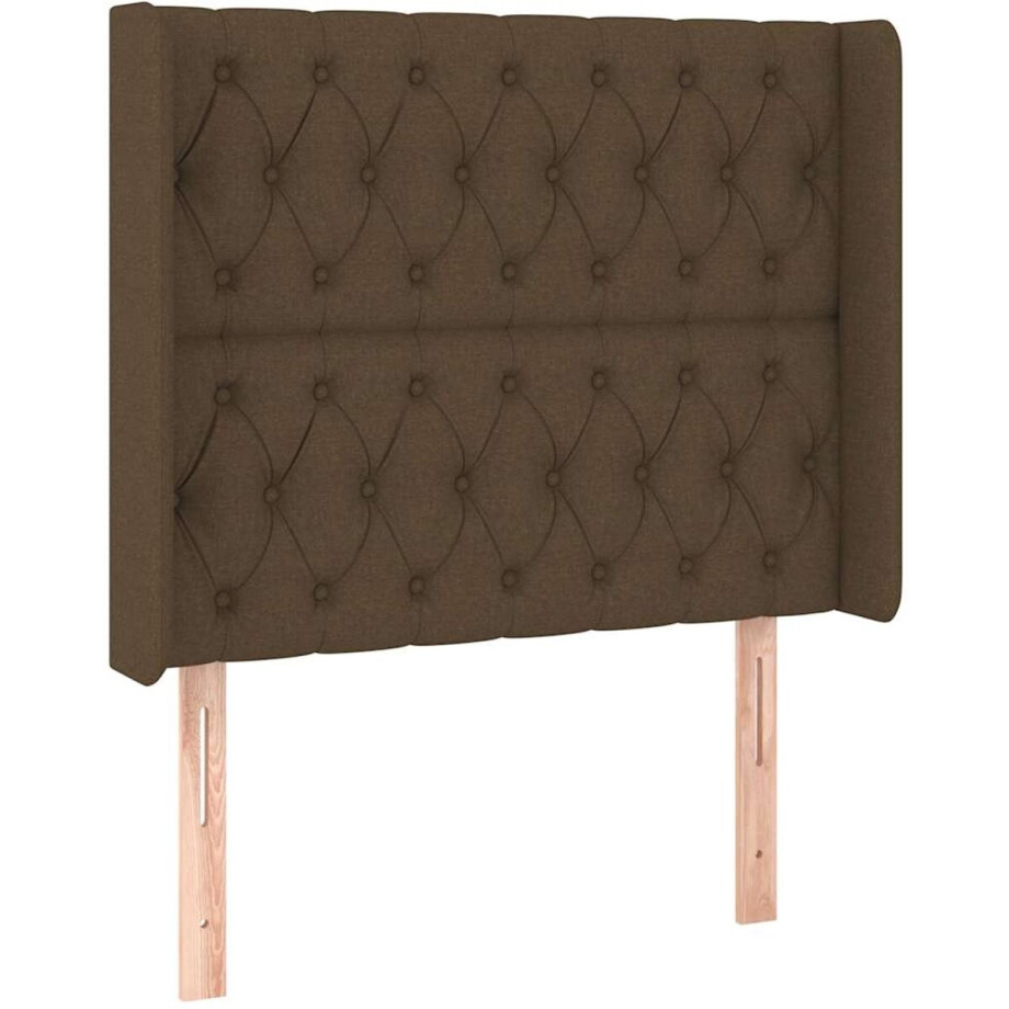 vidaXL - Hoofdbord - met - randen - 103x16x118/128 - cm - stof - donkerbruin afbeelding 1