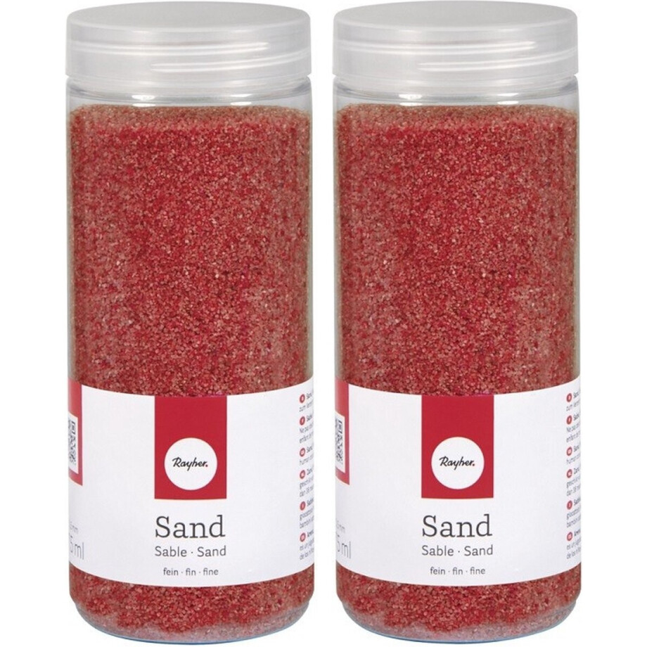 Rayher hobby Fijn decoratie zand korrels - 2x - rood - 475 ml - zandkorrels - knutselmateriaal - 0.1 tot 0.5 mm afbeelding 1