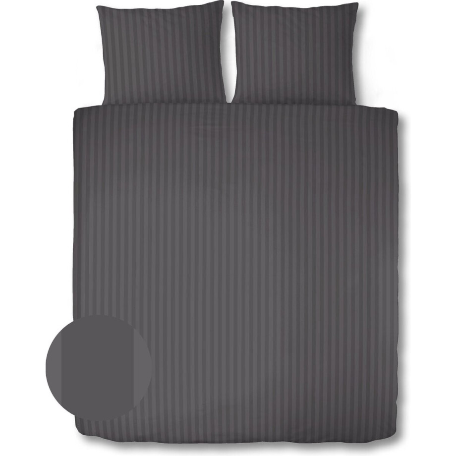 Dekbedovertrek Luxe Hotel collectie - 200 x 200 / 220 cm - 100% katoen/satijn 300TC - antraciet Dekbedovertrek Luxe Hotel collectie - 200 x 200 / 220 cm - 100% katoen/satijn 300TC - antraciet afbeelding 1