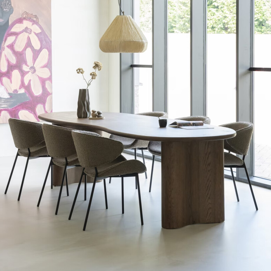 Eleonora Organische Eettafel 'Josh' Eiken, 250 x 110cm, kleur Bruin afbeelding 1