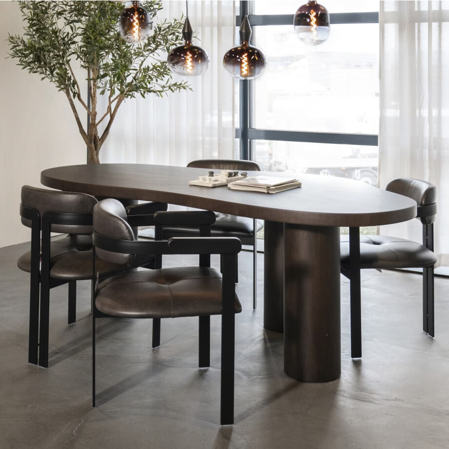 Eleonora Organische Eettafel 'Bobbie' Walnoot, 215 x 110cm, kleur Bruin afbeelding 1