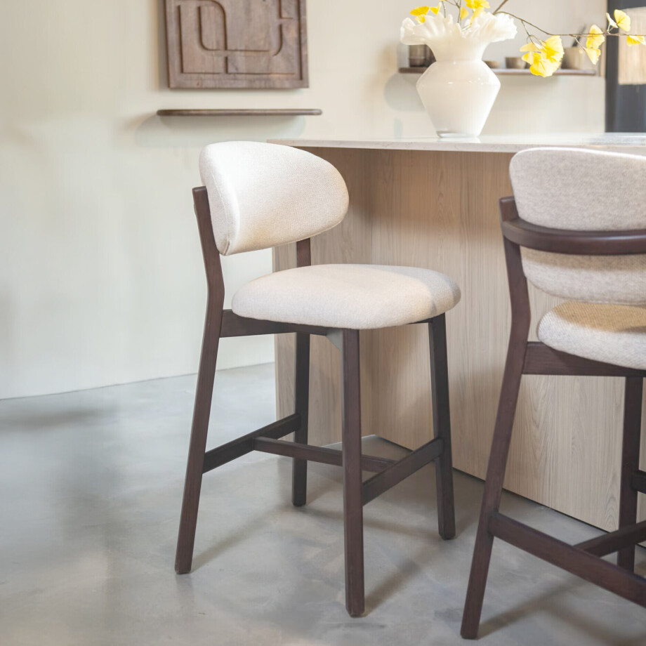 Eleonora Barstoel 'Mikky' kleur Beige/Bruin (zithoogte 69cm) afbeelding 1