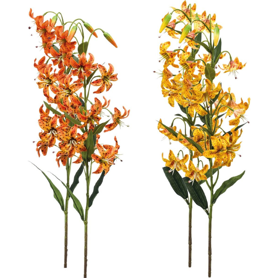 Emerald - Kunstbloem Lelie 80cm Oranje - Set van 4 - Kunstplant voor binnen afbeelding 1