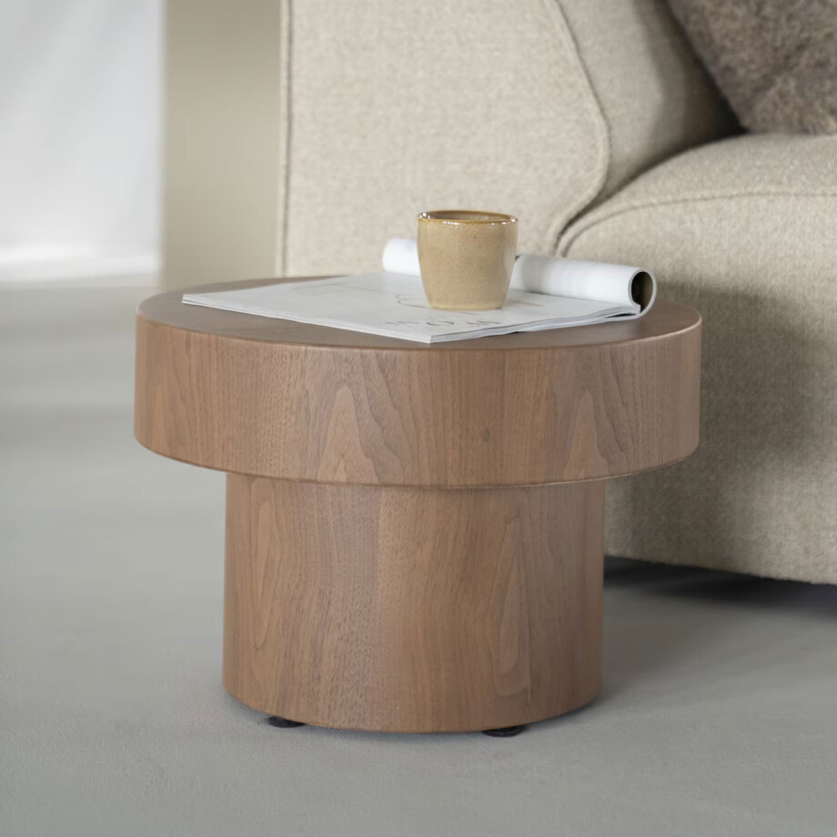 Eleonora Ronde Bijzettafel 'Bobbie' Walnoot, 45cm, kleur Naturel afbeelding 1