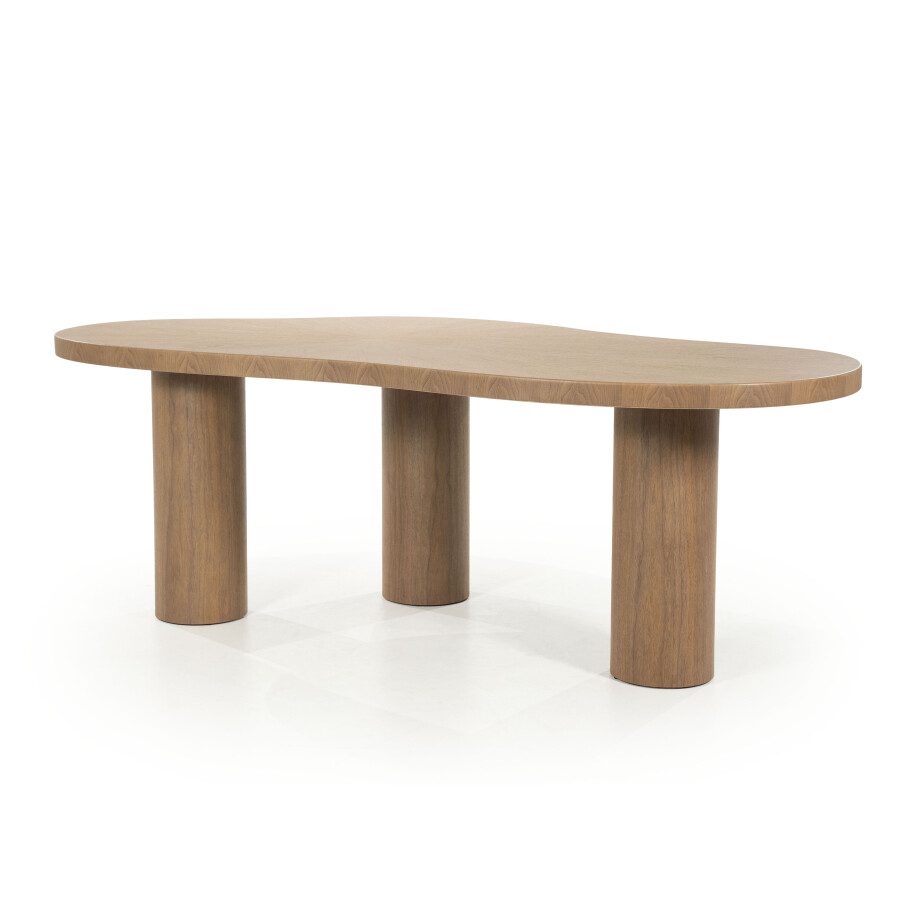 Eleonora Organische Eettafel 'Bobbie' Walnoot, 215 x 110cm, kleur Lichtbruin afbeelding 1