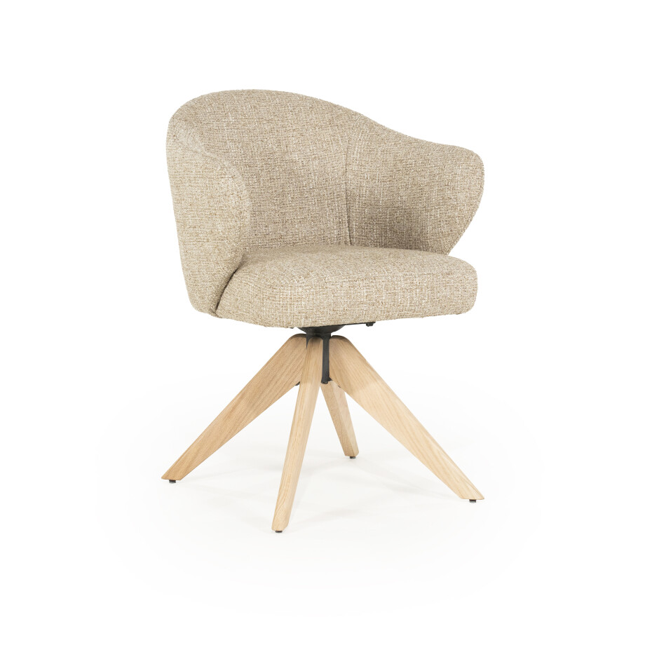 Eleonora Draaibare Eetkamerstoel 'Connor' Eiken onderstel, kleur Taupe afbeelding 1