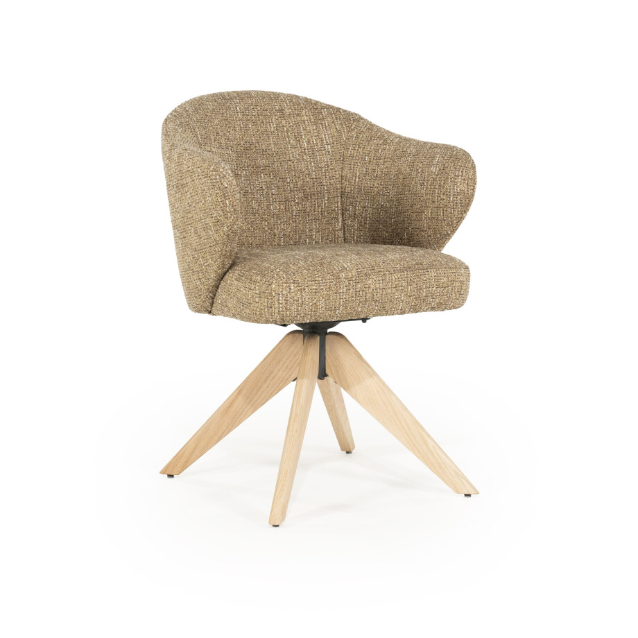 Eleonora Draaibare Eetkamerstoel 'Connor' Eiken onderstel, kleur Mosterd afbeelding 1