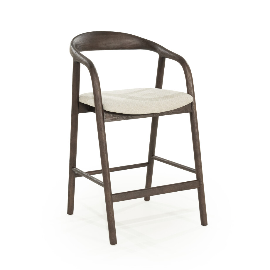 Eleonora Barstoel 'Rayven' Essen en stof, kleur Bruin (zithoogte 65cm) afbeelding 1