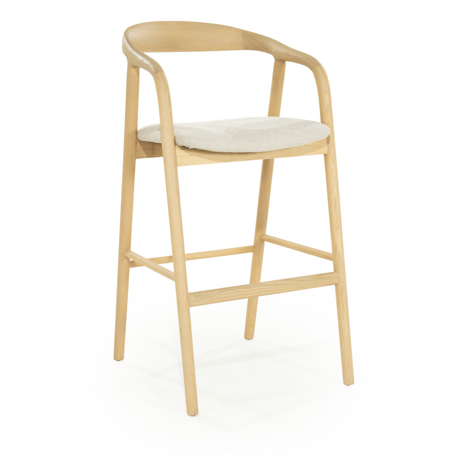 Eleonora Barkruk 'Rayven' Essen en stof, kleur Naturel (zithoogte 75cm) afbeelding 1