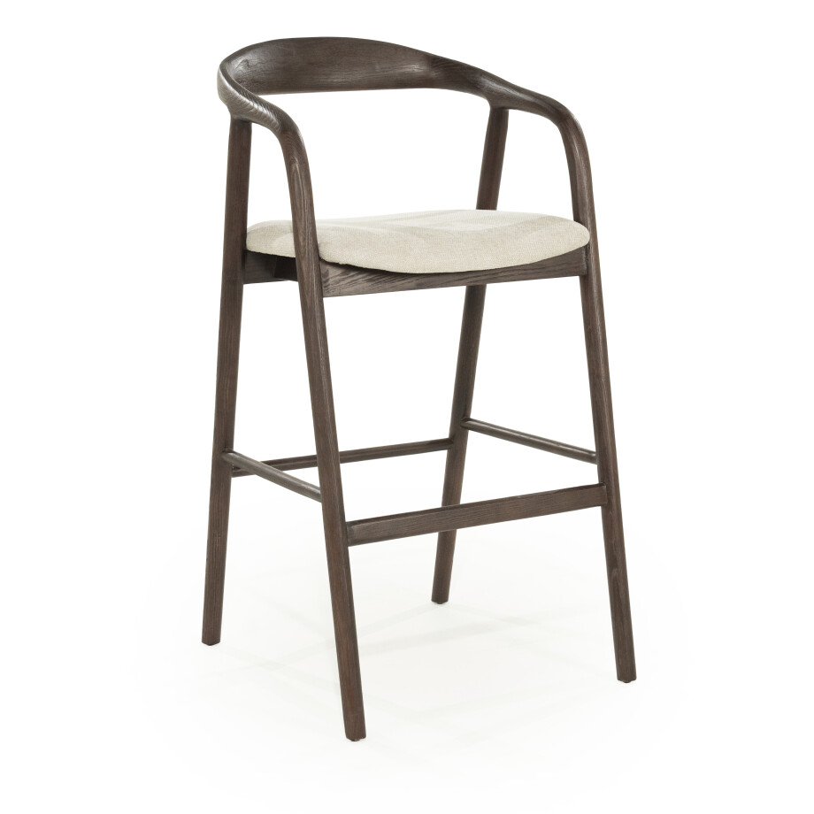 Eleonora Barkruk 'Rayven' Essen en stof, kleur Bruin (zithoogte 75cm) Eleonora Barkruk 'Rayven' Essen en stof, kleur Bruin (zithoogte 75cm) afbeelding 1