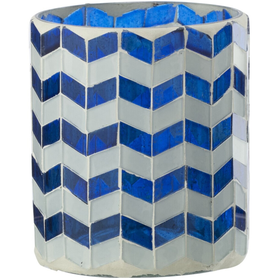 J-Line kaarshouder - glas - blauw/wit - medium afbeelding 1