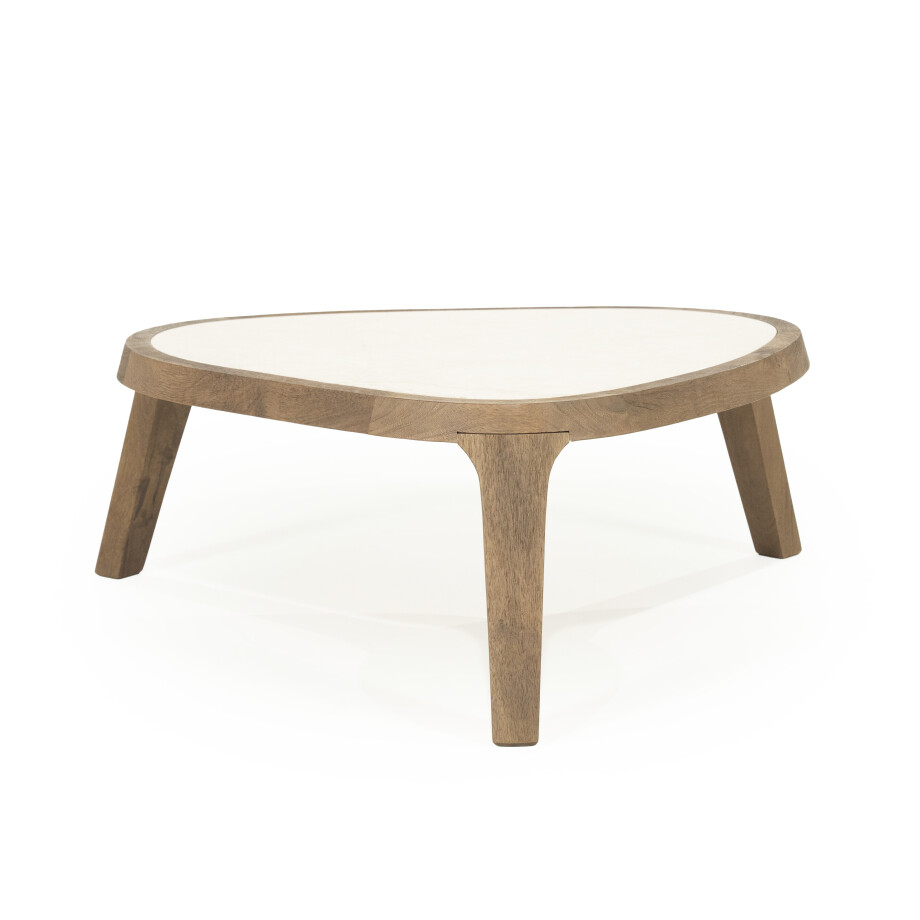 Eleonora Organische Salontafel 'Fred' Marmer en mangohout, 64 x 75cm afbeelding 1