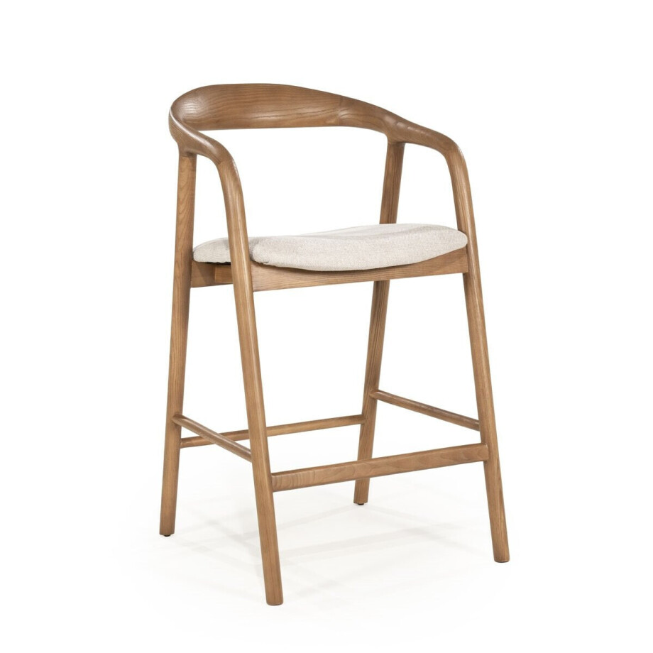 Eleonora Barstoel 'Rayven' Essen en stof, kleur Lichtbruin (zithoogte 65cm) afbeelding 1