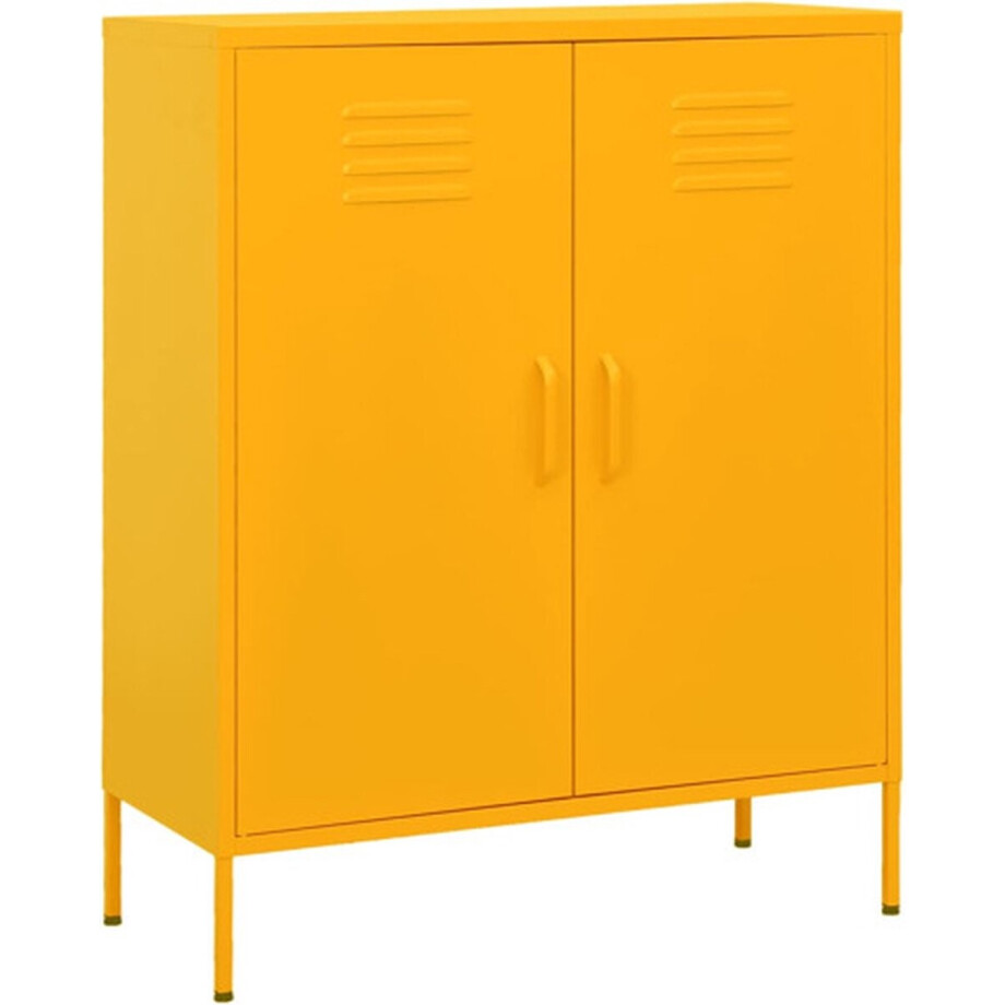 vidaXL - Opbergkast - 80x35x101,5 - cm - staal - mosterdgeel afbeelding 1