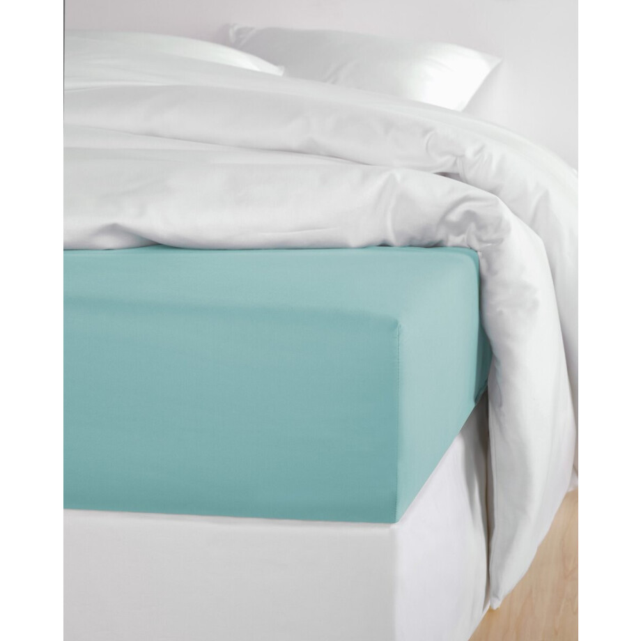 De Witte Lietaer Hoeslaken Olivia Sea Angel - 140 x 200/220 x h 30 - Blauw - Katoen Satijn afbeelding 1